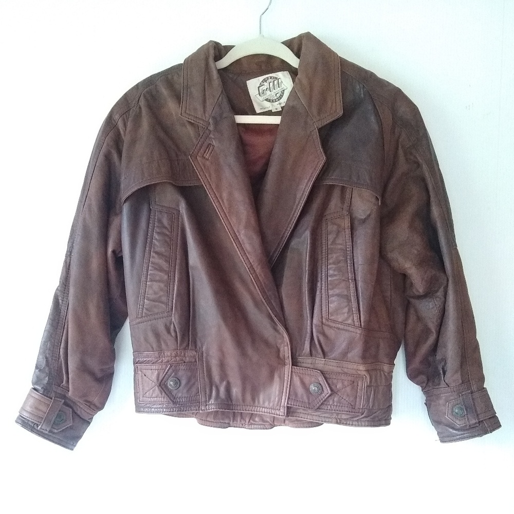 VINTAGE Brown Leather Motorcycle Moto Leather Biker Jacket